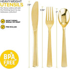 400PCS Pre Rolled Gold Plastic Silverware Sets - Image 2