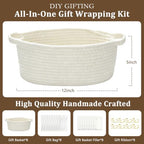 8PCS Small Woven Basket for Gift with Bags, Ribbons & Fillers, White - Image 2