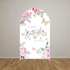 Purple Butterfly Kisses Arch Backdrop Cover Double-Sided Arch Frame Stretchy Cover for Pink Butterfly Birthday Party Girls Baby Shower Decorations (3X5ft,G-3341) - Image 2