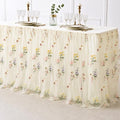 Wildflower Tulle Table Skirt, Boho 6ft Bridal Baby Shower Party Decor by Irenare
