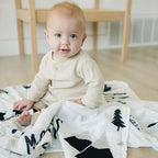 Pondering Pine Organic Baby Monthly Milestone Blanket Boy - Baby Bear Blanket with Month Marker Frame and Newborn Announcement Disc - 1-12 Months Milestones, Woodland, 47”x47” - Image 6