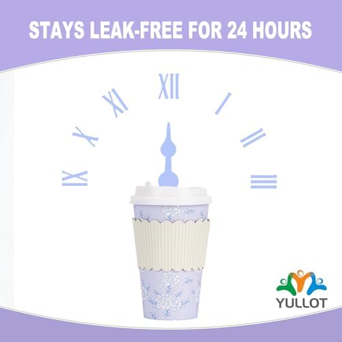 50 Pack 16oz Vintage Purple Floral Disposable Coffee Cups with Lids & Sleeves – Premium Paper for Mother's Day, Wedding, Birthday, Brunch, Cafés,Party Supplies - Image 6