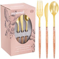 Supernal 102Pcs Pink Gold Plastic Cutlery Set Heavy Duty Utensils for Party by supernal