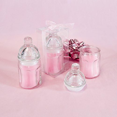 Lunaura 12 pcs Scented Baby Powder Pink Glass Baby Bottle Container Candles, Palm Wax Candle, Baby Shower Gifts, Decorative Accent, Home Décor, Memory Keepsake, Party Favors, Centerpieces by MEGA+FAVORS