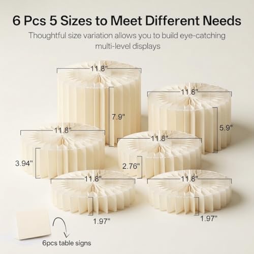6 Pcs Buffet Risers Food Display Risers with Mini Sign, Buffet Table Risers Display Stands Cake Stand Cylinder Stands for Party Dessert Jewelry Collectibles - Image 3