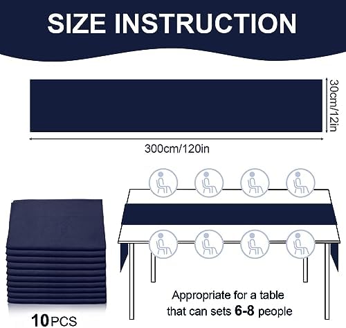 10 Pack 10ft Navy Blue Chiffon Table Runners Wedding Table Runner Sheer Romantic Tulle Table Runner for Christmas Wedding Bridal Tea Party Baby Shower Birthday Party Table Decorations(120 x 12 in) - Image 2