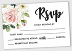 50 Blank RSVP Cards with White Envelopes Floral 4"x6" Response Cards-RSVP Reply Card for Wedding-Bridal Shower-Baby Shower-Rehearsal Dinner by Inkdotpot