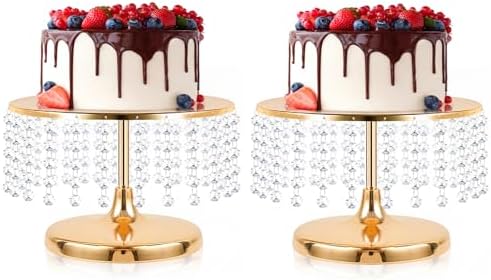 Gold 11.8 Inch Crystal Cake Stand Dessert Display Set of 2 by kehail