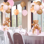 Lenwen 3 Sets Jungle Animal Decoration for Baby Shower Letter Boxes Baby Shower Table Centerpiece Stuffed Animals Balloon with Stand Plush Boxes for Party(Pastel,Bear) - Image 5