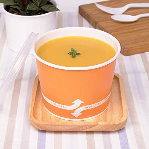 Karat [16oz - 1000 ct] Paper Soup Bowls for Hot/ Cold Food - Ideal for Soup, NoodIes, Pasta and Snacks - Orange - Image 6
