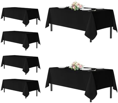 sancua Black Tablecloths for 6 Foot Rectangle Tables, 6 Pack 54x108 Inch by sancua