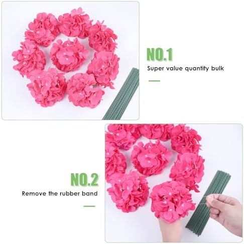 AVIVIHO 65pcs Fake Flowers Hot Pink Hydrangea Artificial Flowers Bulk (Not Squished, No Steaming Need) Silk Flowers with Stems for Wedding Decor,Home,Baby Shower,Table Centerpieces Decoration - Image 6