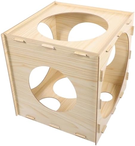 Wood Balloon Sizer Cube Template Box, 9 Hole Balloon Measuring Tool by HOMOCONO