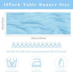 12 Pcs Baby Blue Cheesecloth Table Runner 10FT Runner for Tables 35 x 120 Inches Long Gauze Boho Fabric Table Runner Decoration Rustic Sheer Runner for Wedding Birthday Baby Shower Party (Baby Blue) - Image 3