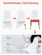 VEVOR 100 Pcs White Chair Covers Polyester Spandex Chair Cover Stretch Slipcovers for Wedding Party Dining Banquet Flat-Front Chair Covers - Image 5