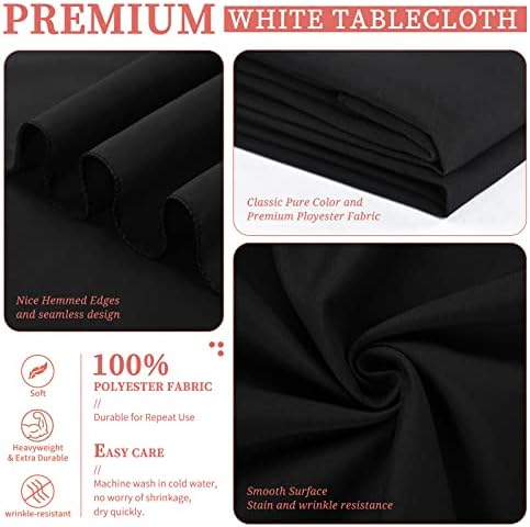 Showgeous 52x52 Inch Black Square Tablecloths, Polyester Table Covers - Image 4