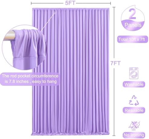 Lavender Backdrop Curtain for Parties Wedding Wrinkle Free Light Purple Photo Curtains Backdrop Drapes Fabric Decoration for Baby Shower Photoshoot 5ft x 7ft,2 Panels - Image 5