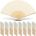 Yinkin 24 Pack Folding Hand Fans Bamboo for Party Favors, Cream by Yinkin