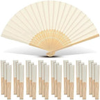 Yinkin 24 Pack Folding Hand Fans Bamboo for Party Favors, Cream by Yinkin