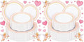 WDF 100PCS Pink Plastic Plates - Heavy Duty Pink and Gold Disposable Plates - Include 50 Dinner Plate and 50 Cake Plastic Plate for Valentine's Day, Wedding, Bridal Shower, Tea Party (Pack of 2) by WDF