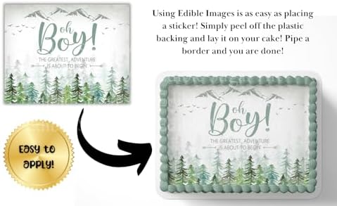 ADVENTURE BEGINS BABY SHOWER CAKE TOPPER, ADVENTURE BEGINS DECORATIONS, ADVENTURE BEGINS CAKE TOPPER (8.5'' X 10.75'') - Image 2