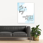 Andaz Press Custom Large Baby Shower Welcome Sign, 16" x 20", Baby Blue Watercolor It's A Boy Personalized Canvas Welcome Sign, Signage, Canvas Sign for Baby Sprinkle, Fall Baby Shower Decorations - Image 4
