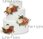 Rinlong 3Pcs Premade Cake Flowers, Burnt Orange Berry Wedding Cake Decor - Image 4