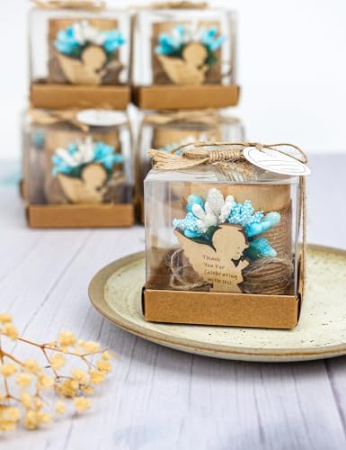 10 Pieces Handmade Wooden Angel Tea Candle Holder, Baptism Gift, Baby Shower Favors for Guests, Birthday Party Favors,Adult Baptism.(Light-Blue) - Image 6