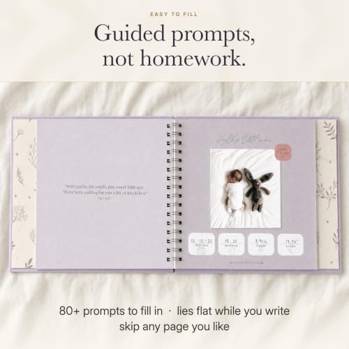 Baby Memory Book from Pregnancy to Age 5, Baby Book Keepsake, Lavender - Image 4