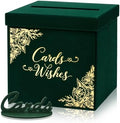 Colarr Velvet Wedding Card Box with Wooden Cards Sign Set, Emerald Green by Colarr