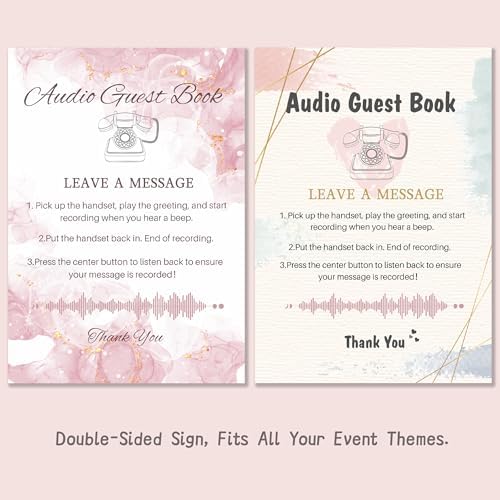 Audio Guest Book Wedding Phone with One-Touch Playback & Adjustable Volume for Wedding, Anniversary, Birthday Parties, Baby Shower(Pink S) - Image 2