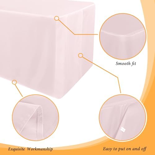 Obstal 2 Pack Table Clothes for 6 Foot Rectangle Tables - Water Resistant Washable Fabric Polyester Rectangle Table Cover Protector for Wedding, Banquet and Trade Shows, 72L x 30W Inches, Dusty Pink - Image 4