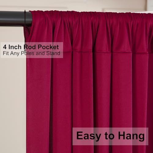 20ft×8ft Wrinkle Free Burgundy Backdrop Curtain for Parties, 4 Panels 5×8ft Soft Silky Polyester Wine Red Photo Backdrop Drapes for Wedding Birthday Christmas Photography Back Drop Cloth - Image 5