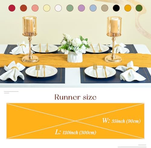 Sioloc Yellow Cheesecloth Table Runner Fall Autumn Decor for Home 10ft Table Cloth for Wedding Birthday Party Halloween Thanksgiving Decorations - Image 3