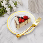 Goodluck 240Pcs 7" Round Gold Dessert Plastic Plates Set - Image 2