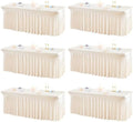 6 Packs Ivory Table Clothes for 8 Foot Rectangle Tables, One-Piece Wrinkle Resistant Stretch Spandex Table Covers with Skirt for Event Banquet Wedding Birthday Party by PartyTalk
