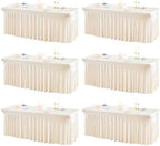 6 Packs Ivory Spandex Table Clothes for 6 Foot Rectangle Table, Spandex Table Covers 6FT Stretch Table Skirts Rectangle Tables Wrinkle Free Fitted Table Cover for Event, Wedding, Banquet & Parties by Shillance