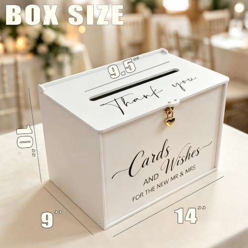 Large Card Box with Lock, Elegant White Wedding Card for Reception - Image 2