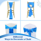 MDS® Pack of 100 Satin Chair Sashes for Wedding & Events – Blue - Image 4