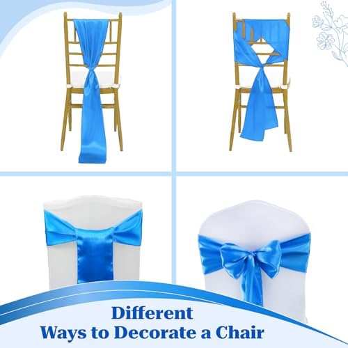 MDS® Pack of 125 Satin Chair Sashes for Wedding & Events – Blue - Image 4