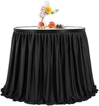 PARTISKY White Polyester Table Skirt for Rectangle Tables 14ft, Wrinkle Resistant Pleated Ruffle Table Cloth for Birthday Party Banquet Wedding Baby Shower - Image 4