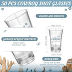 Funnymoom 50 Sets Cowboy Baby Shower Favors for Guest A Little Cowboy is on the Way Acrylic Clear Shot Glasses Thank You Cards and Twine Organza Bags for Western Baby Shower Birthday Party Decorations - Image 5
