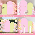 2PCS Pink & Light Yellow Arch Backdrop Covers for Arch Stand (7.2ft + 6ft) – Spandex Fitted Stand Covers for Weddings Baby Showers Birthday Party Supplies Decor & Photo Booths(Only Cover) - Image 4