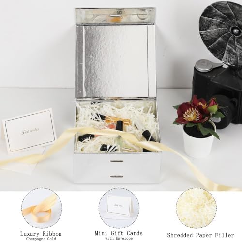 Small Gift Boxes with Lids for Presents Silver Gift Box 5 Pack 6X6X3 Inch - Image 2