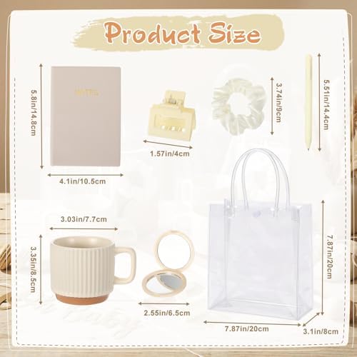 42Pcs Baby Shower Prizes for Game Winners, Baby Shower Guests Favor Set with Scrunchies Ceramic Mug Hair Claw Mirror Pen A6 Notebook Gift Bag for Wedding Bridal Showers Favor(Creamy White) - Image 2