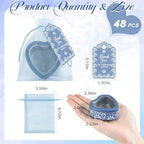 48 Pcs Blue Mexican Heart Shaped Tins with Clear Lids Organza Bags Thanks Cards De Barro Mexicanos Empty Candle Candy Boxes Cielito Lindo Party Decorations for Wedding Gifts Fiesta Party Favors - Image 2