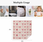 Pink Ribbon Bow Cloth Napkins Set of 6, Fantasy Sweet Bows Abstract Vintage Beige Washable Reusable Dinner Cocktail Napkin for Kitchen Party Wedding Banquet Holiday Baby Shower Table Decor - Image 5
