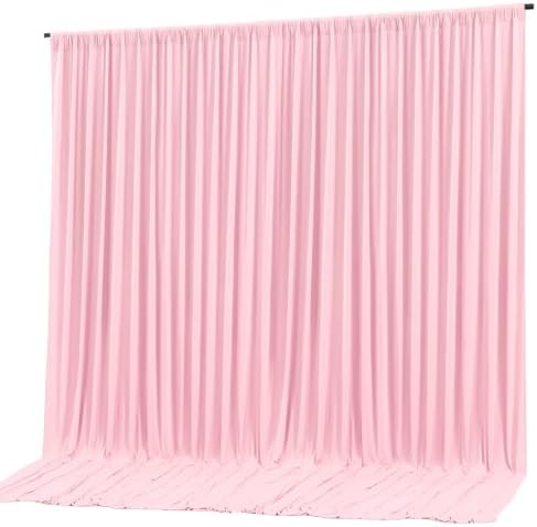 10x10ft Pink Backdrop Curtain Panels for Parties - Wrinkle Free Polyester Photo Curtain Backdrop Wedding Back Drop Fabric Drapes for Party Decorations Background for Photography by WishCare