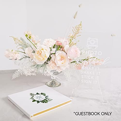 Andaz Press Personalized Wedding Guestbook with Gold Accents, Abstract Tropical Palm Leaves White Guest Sign in Guest Registry 120 Pages 8.5 X 8.5 Memories Book for DIY, Scrapbook, Photo Album - Image 3