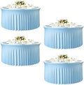 GALLETY 4 Pack Baby Blue Round Tablecloths for 6FT Tables, 132 inch Fitted Round Tablecloth with Skirt, Wrinkle Free Stretchy Table Cloth for Easter Party, Family Reunion & Spring Events by Creativepartyuniquedecorat